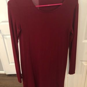 Long sleeve dark red dress